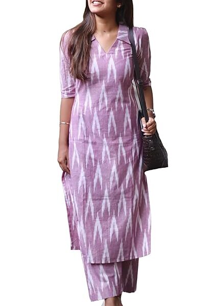 Women's Cotton Ikat Print Kurta Set | Soft Fabric | Stylish Ethnic Suit