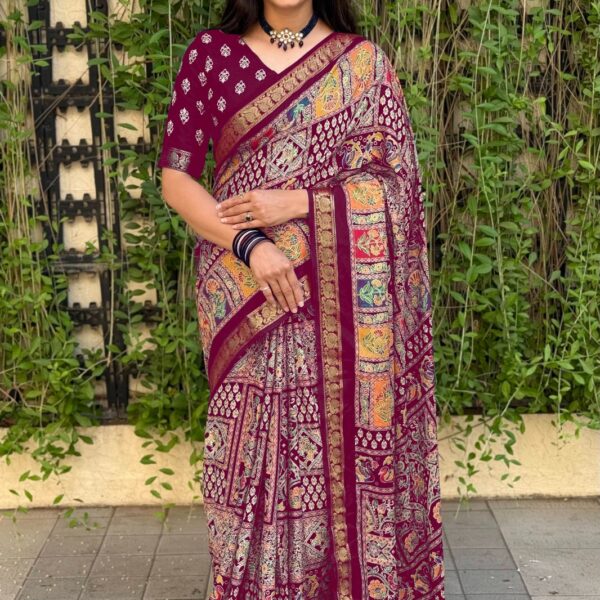 Vichitra Silk Digital Print Saree