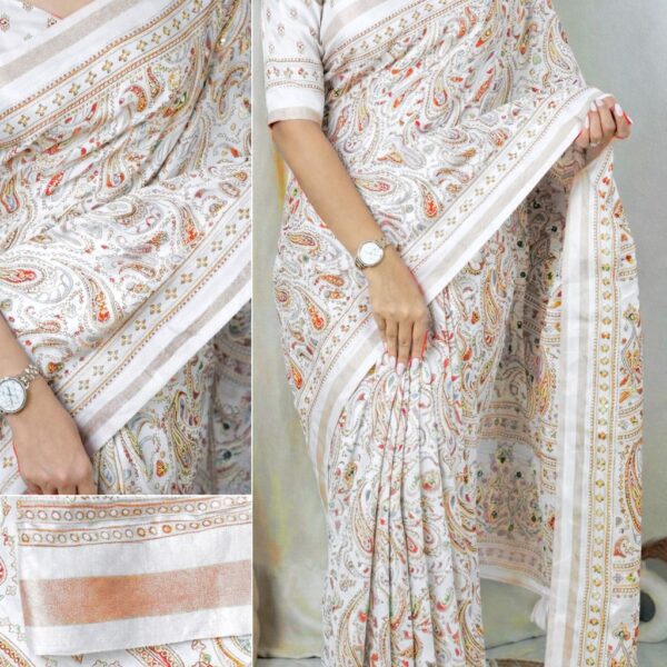 Mul Mul Cotton Mango Print Saree