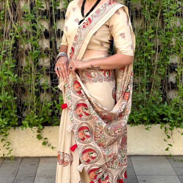 Linen kalamkari saree