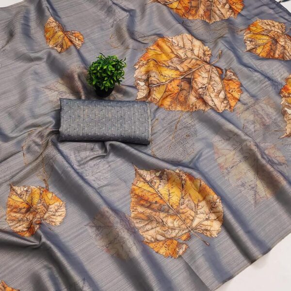 Premium Linen Tissue Digital Print Saree – Lightweight & Festive Wear