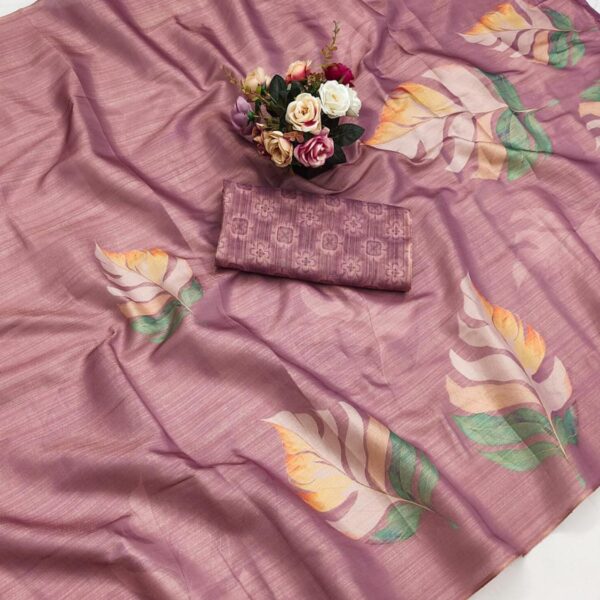 Premium Linen Tissue Digital Print Saree – Lightweight & Festive Wear